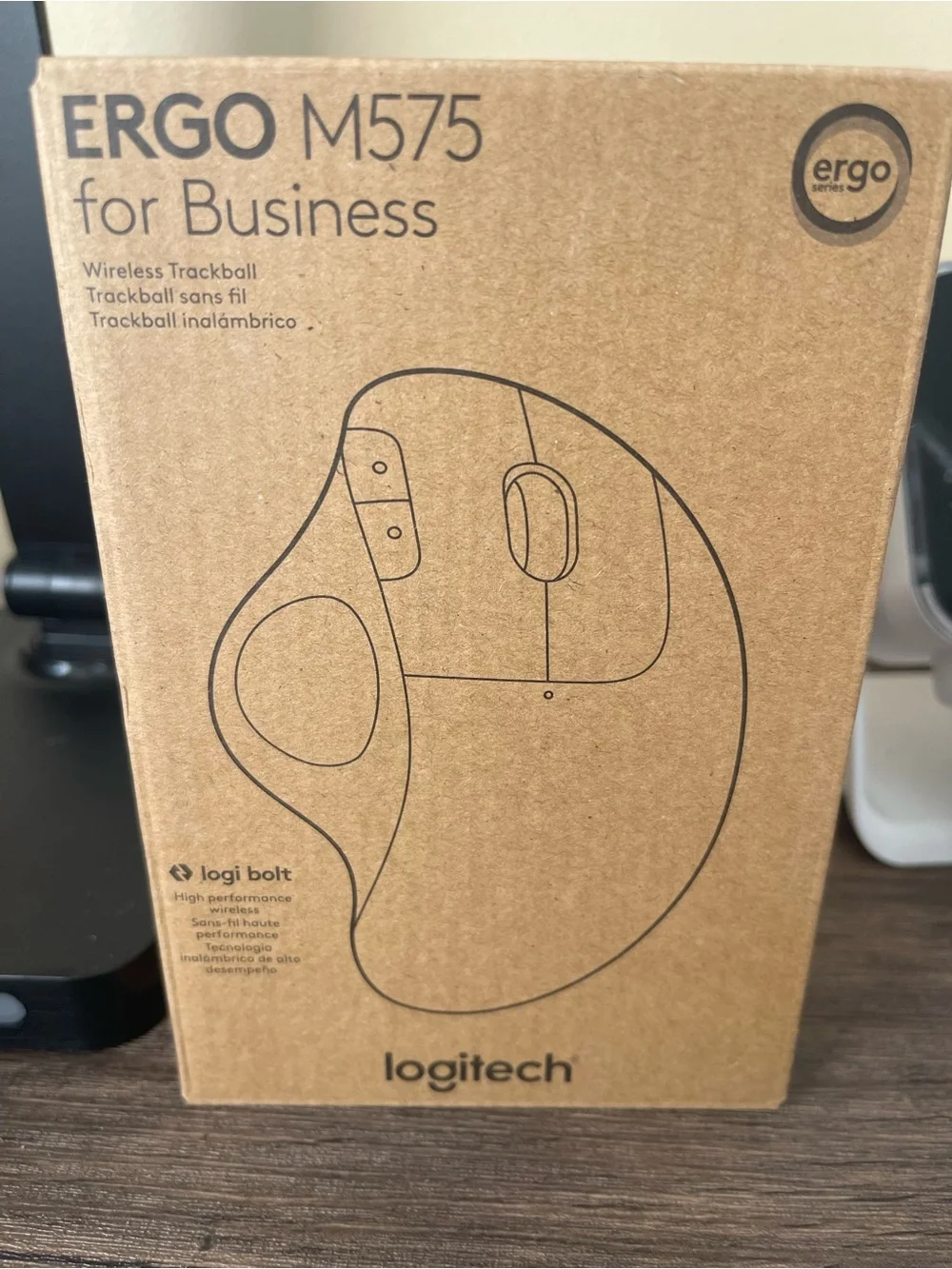 Ergo M575 Brown Ergonomic Wireless Trackball Mouse Boxed